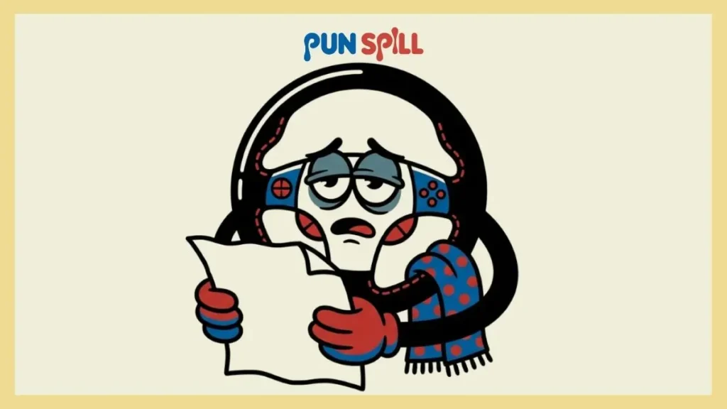 An exhausted anthropomorphic steering wheel holding a blank map upside down for road trip car puns.