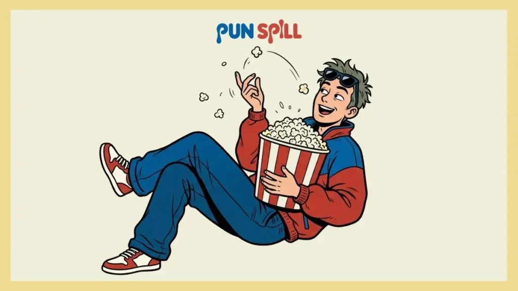Illustration of a character casually eating popcorn while reacting to someone else's crash out slang moment