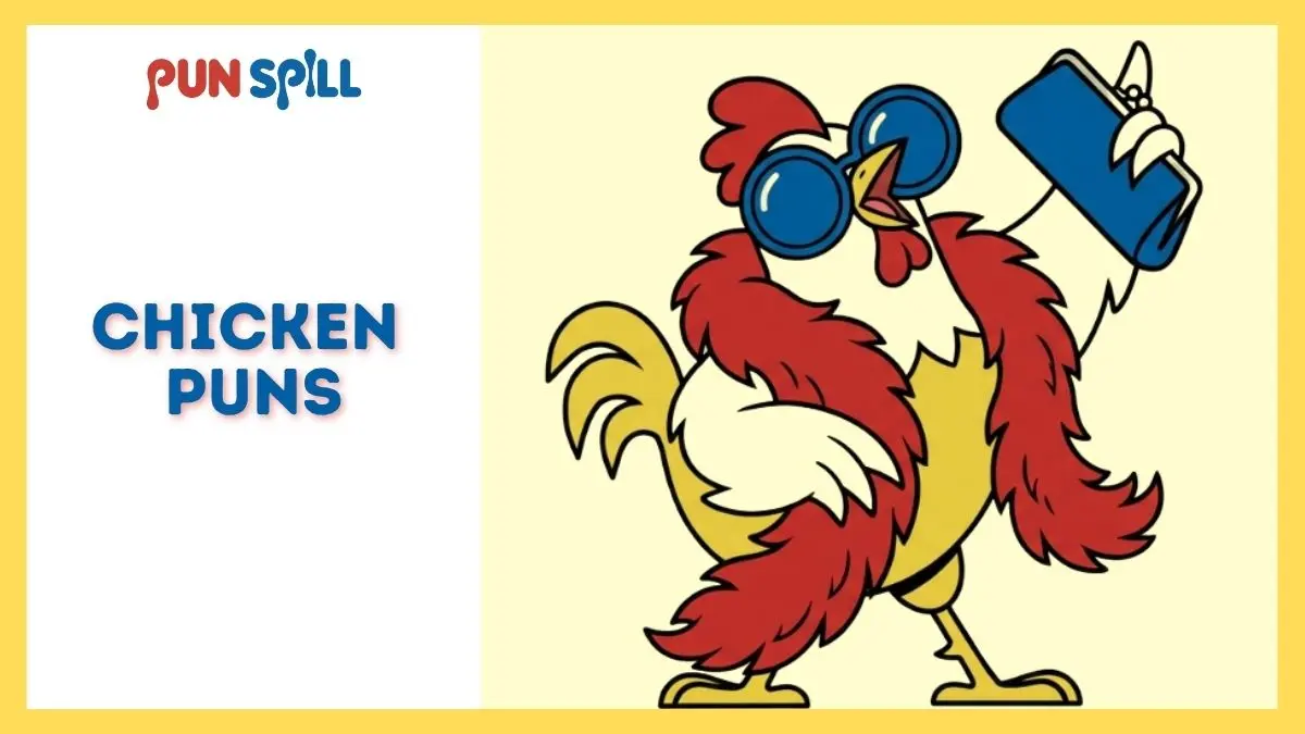 An arrogant cartoon chicken dressed like a Hollywood celebrity with sunglasses, representing clever celebrity chicken names.