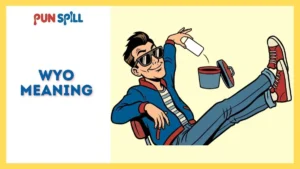 A smug cartoon character throwing a blank smartphone over their shoulder into a trash can, representing sarcastic replies to a WYO text.