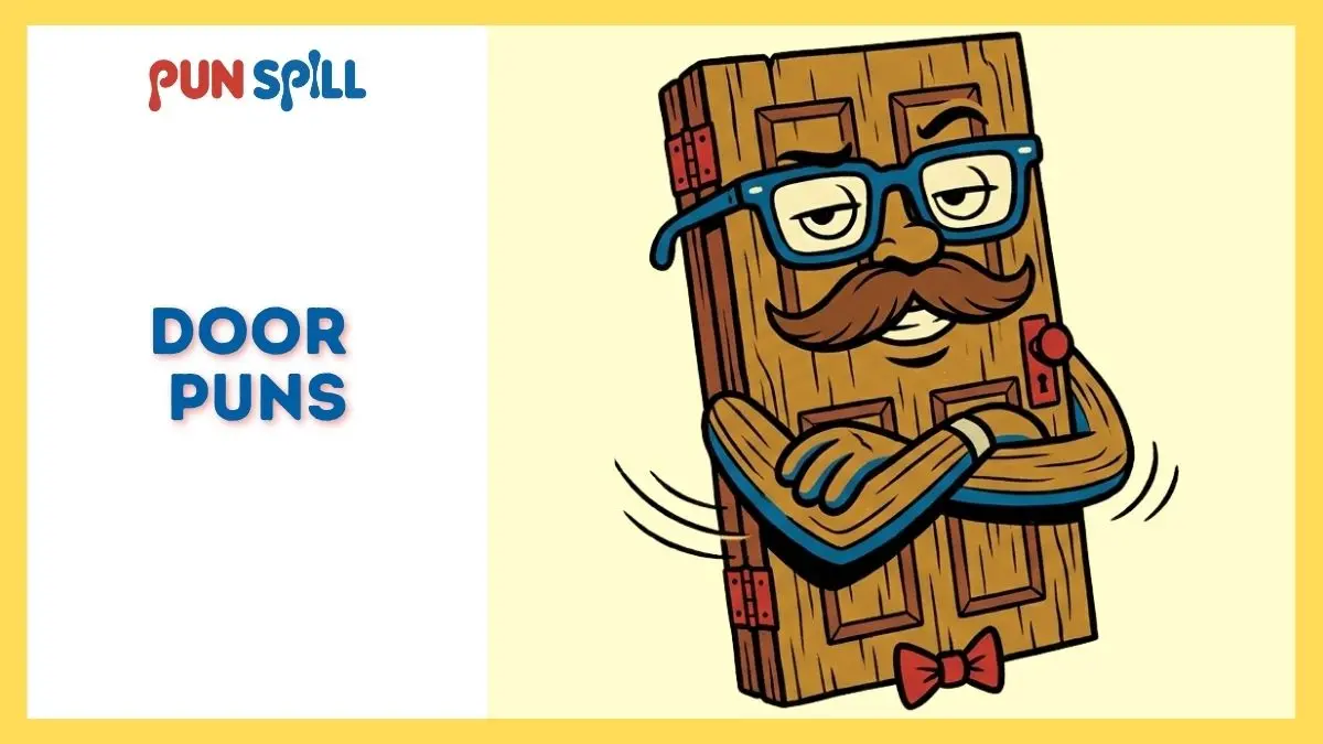 A heavy oak door wearing a mustache and dad glasses slamming itself shut with a smug look.