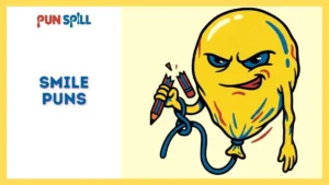An angry, deflating smiley face balloon snapping a pencil in half with a sarcastic smirk.