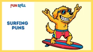 An enthusiastic golden retriever wearing neon board shorts striking a rockstar pose on a surfboard